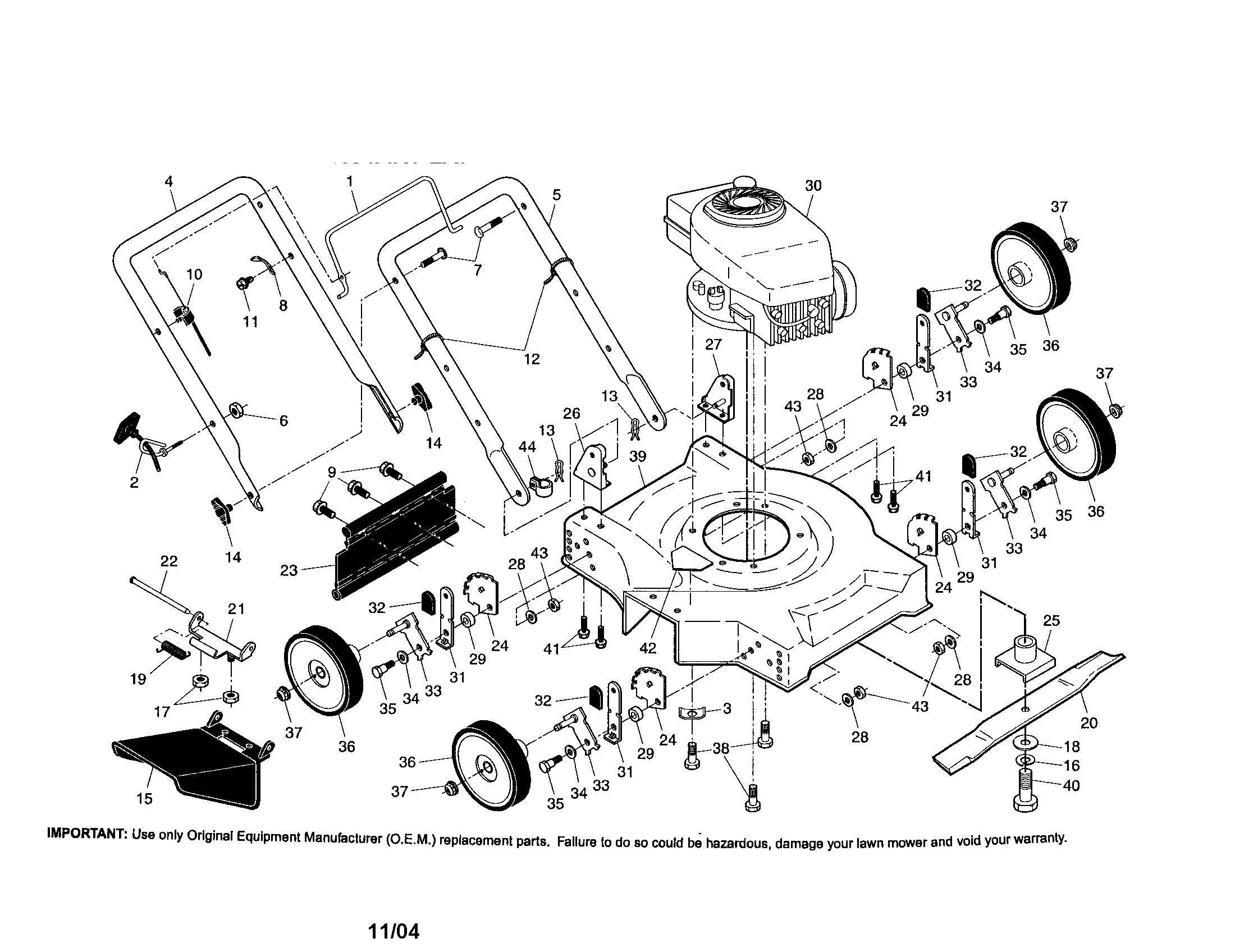 Engine/wheels/housing/handle