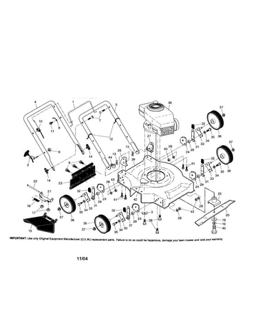 Engine/wheels/housing/handle