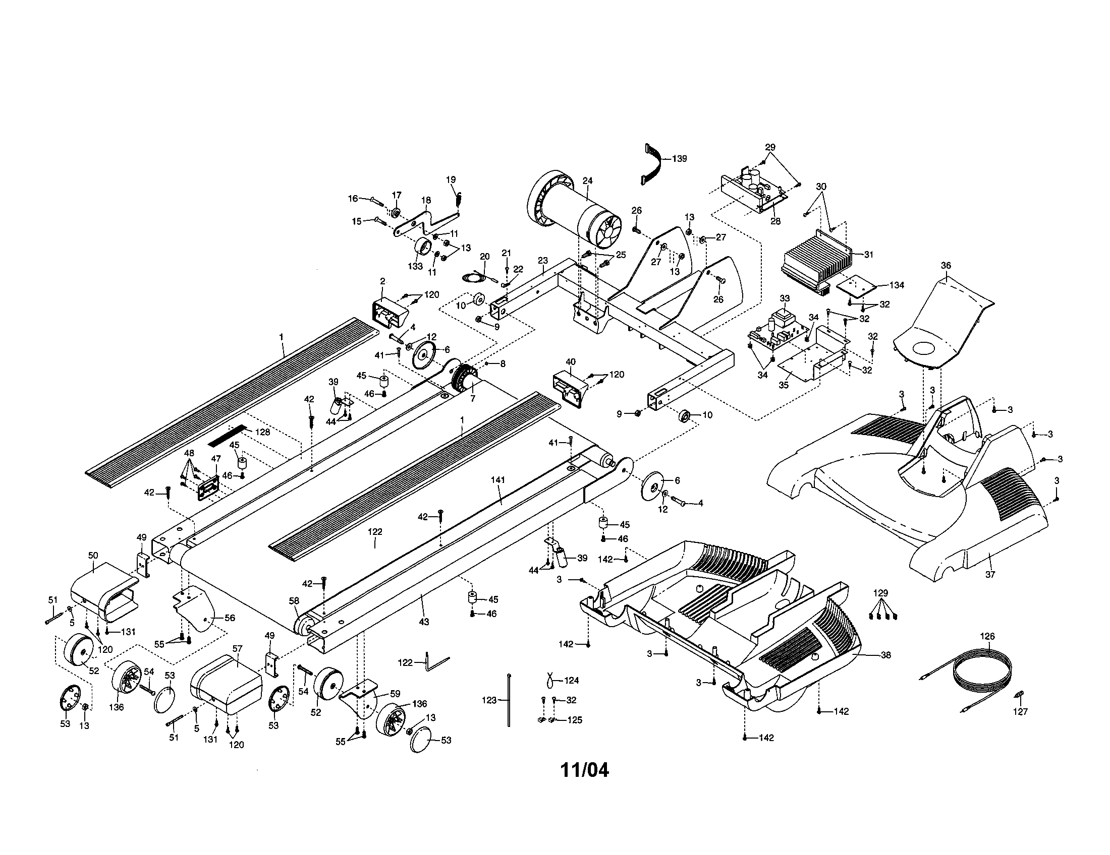 Walking belt/motor/hood