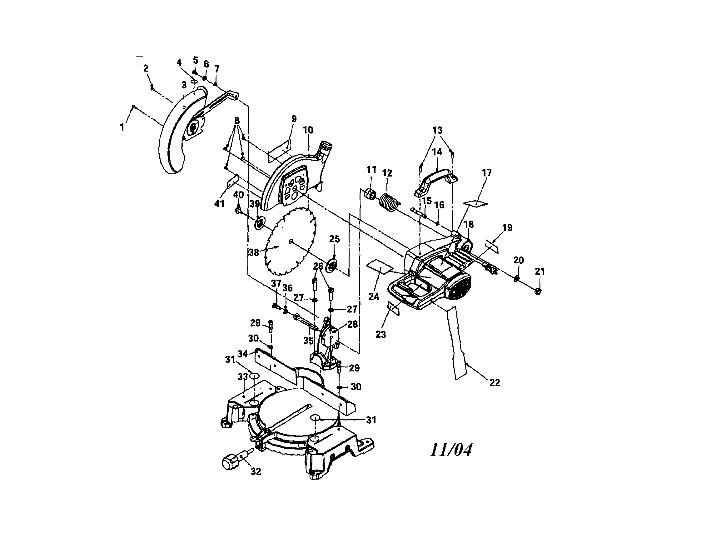 Base/blade/guard/motor/handle/table