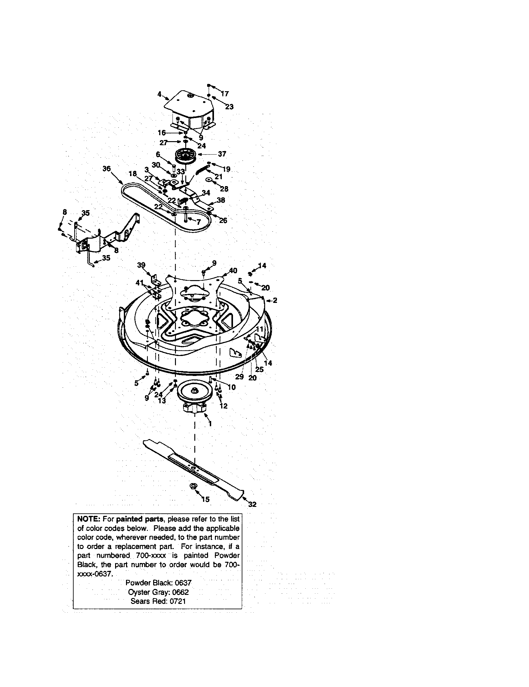 Spindle/deck/v-belt
