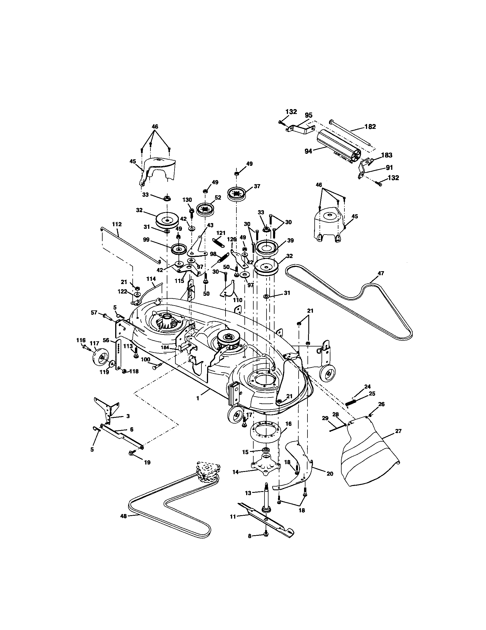 Craftsman gt5000 discount mower deck diagram