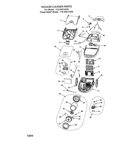 Canopy/dust bag/body/motor