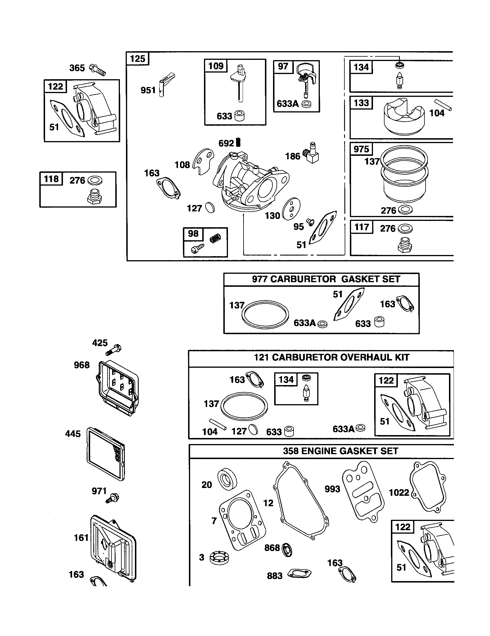 Carburetor/overhaul kit/gasket set