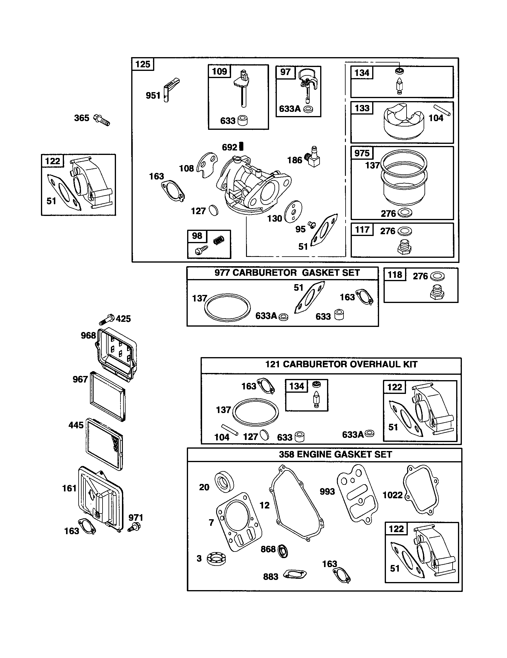 Carburetor/overhaul kit/gasket set