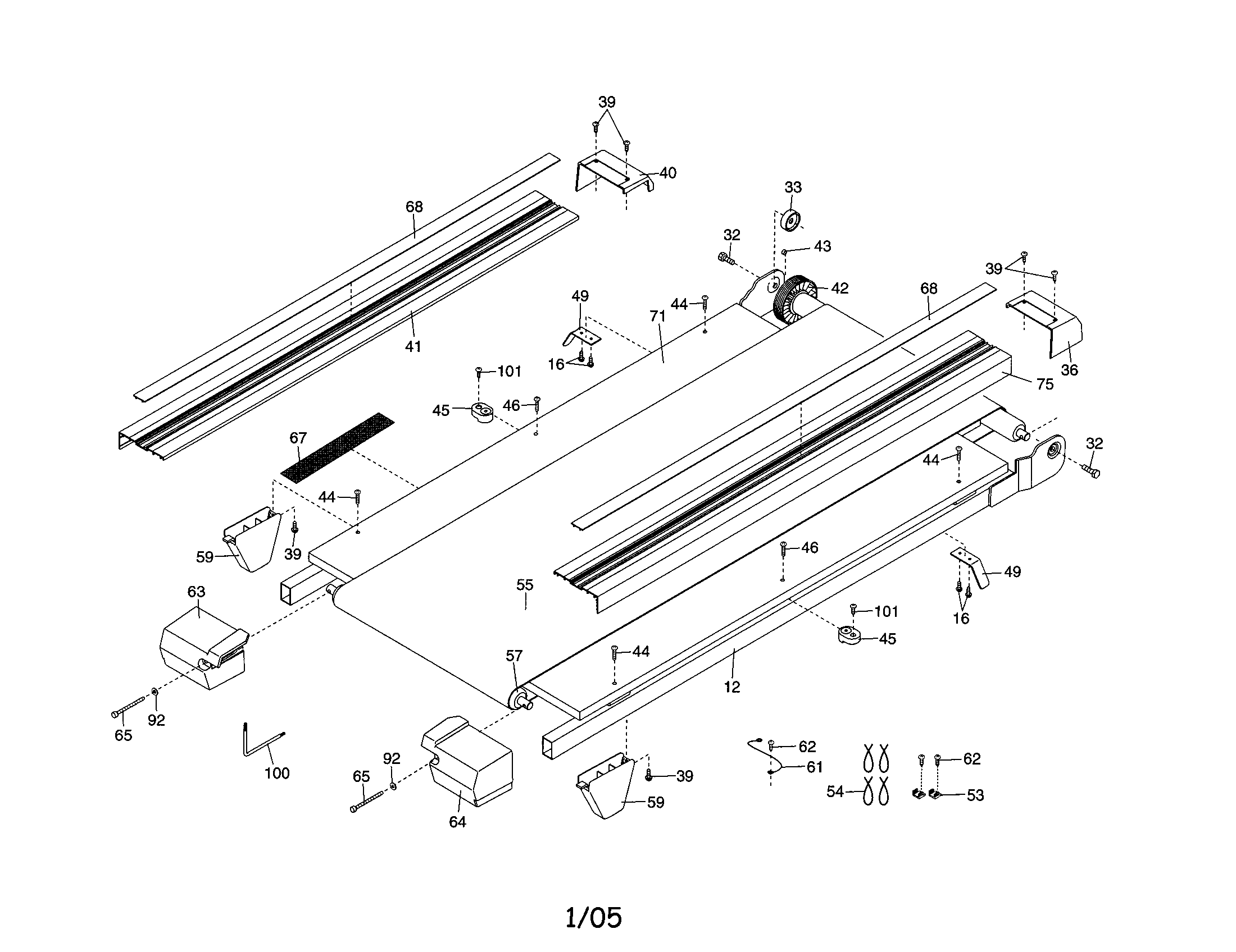 Walking belt assembly