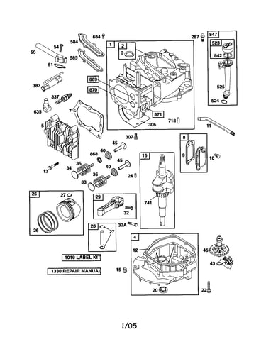 Cylinder/crankshaft/sump-engine