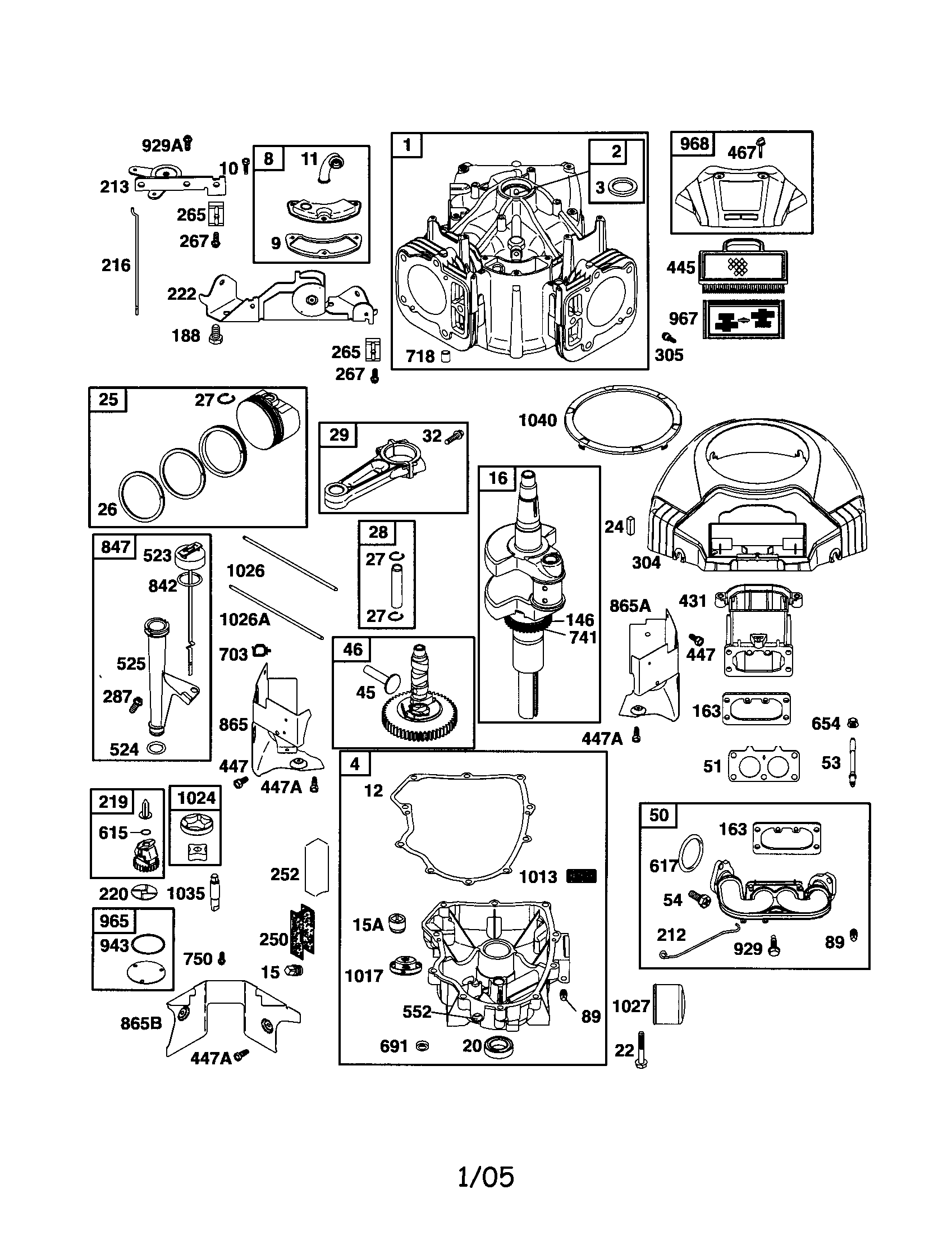 Cylinder/crankshaft/sump-engine