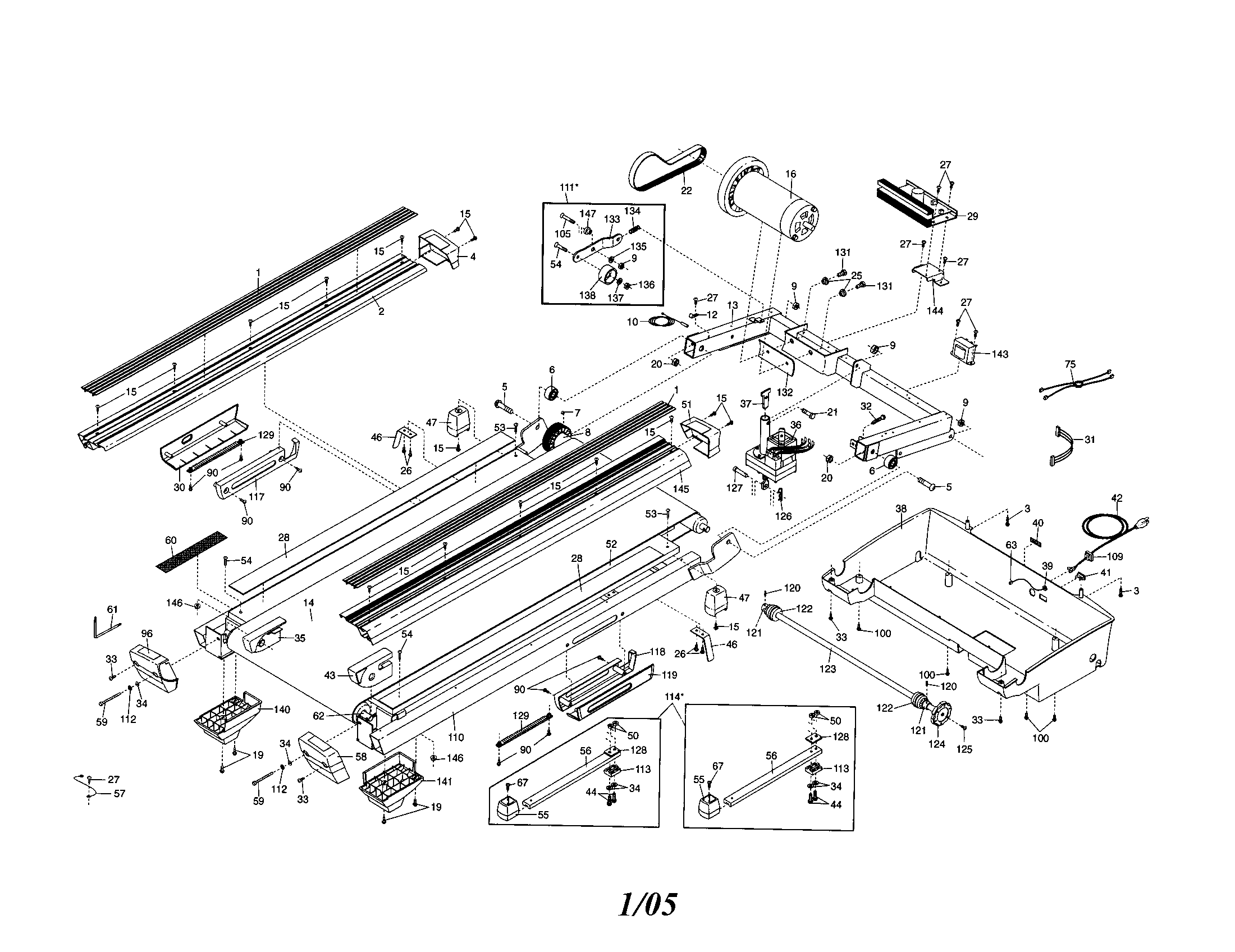 Walking belt/motor/bellypan