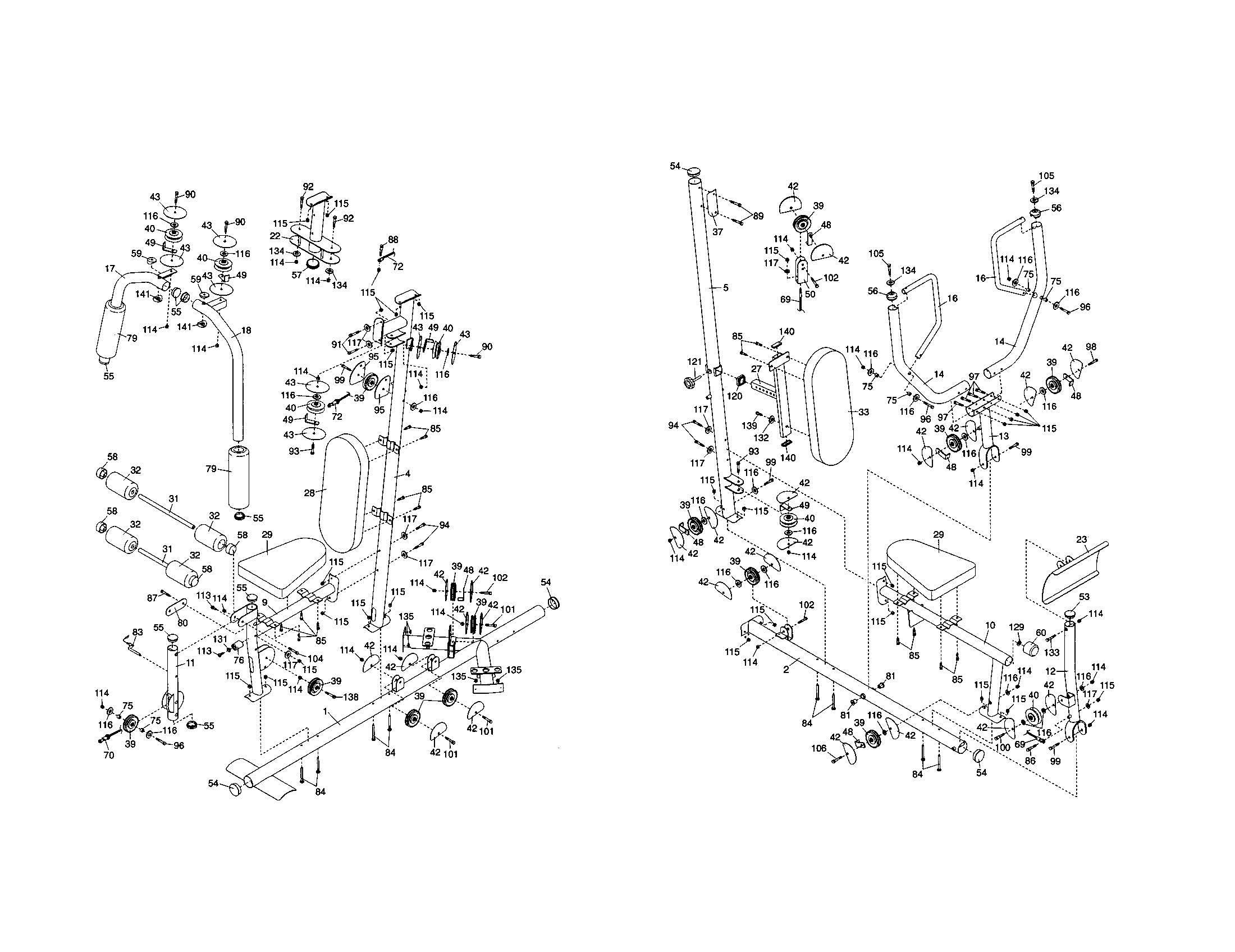Backrest/seat/base