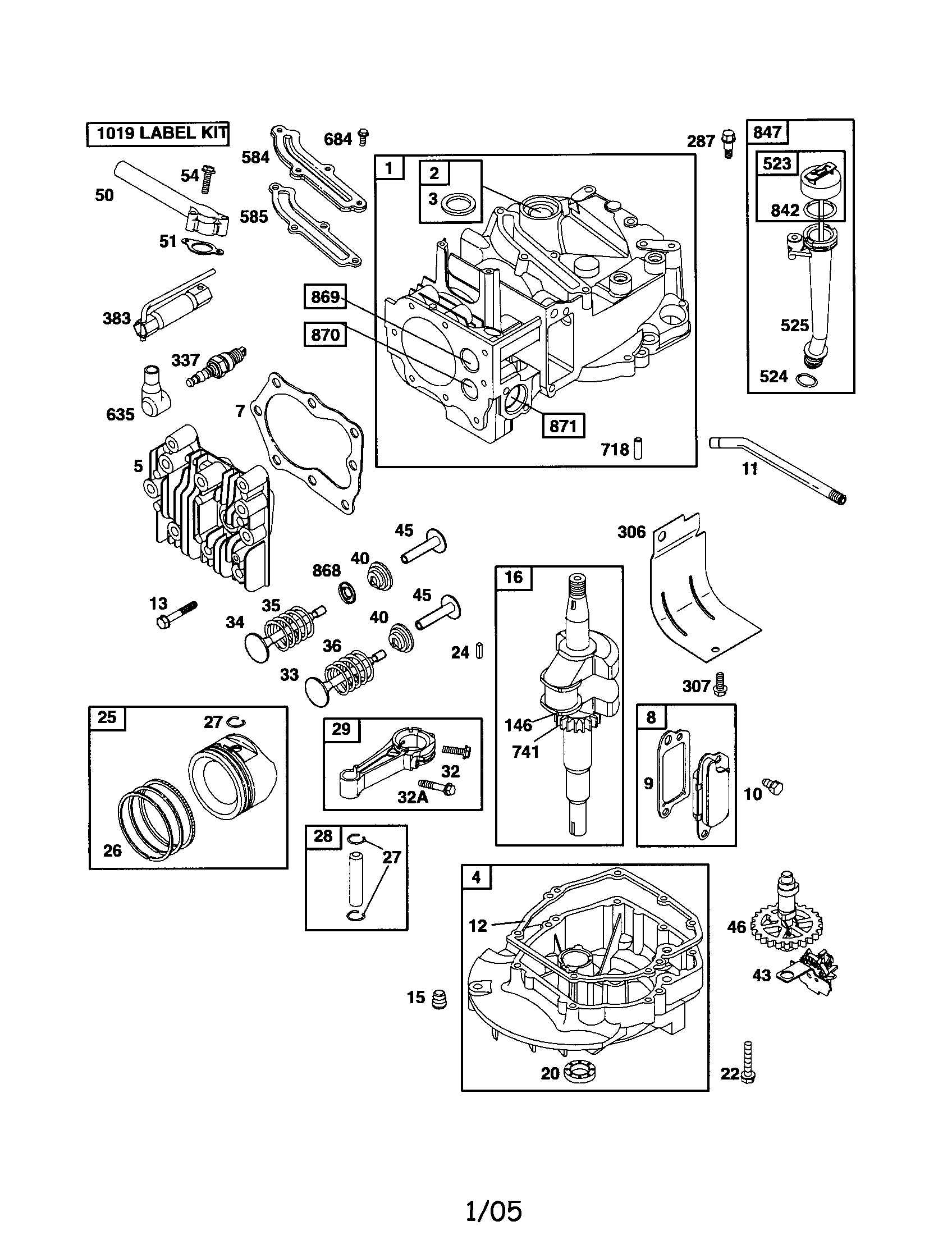 Cylinder/crankshaft/sump-engine