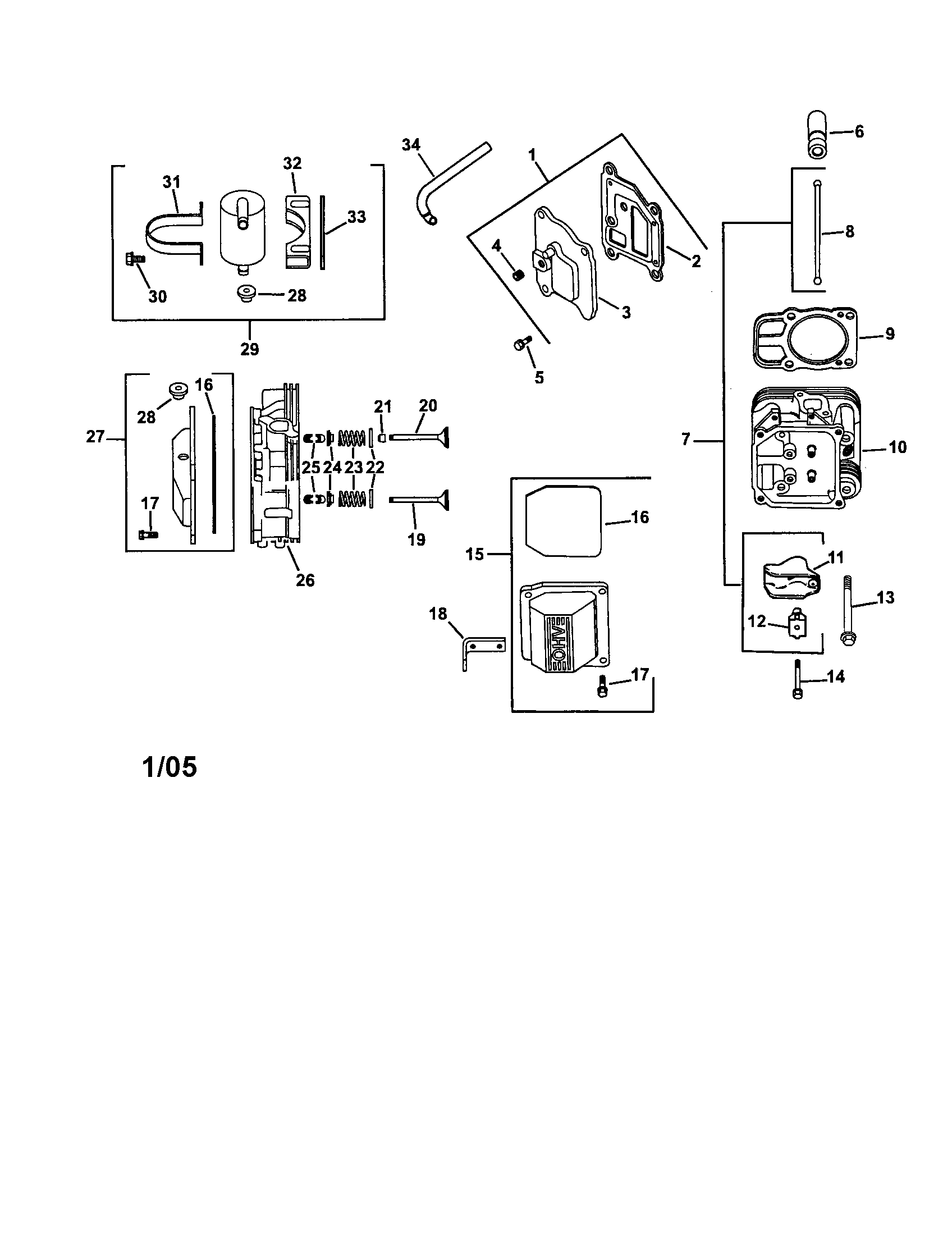 Cylinder head/valve/breather