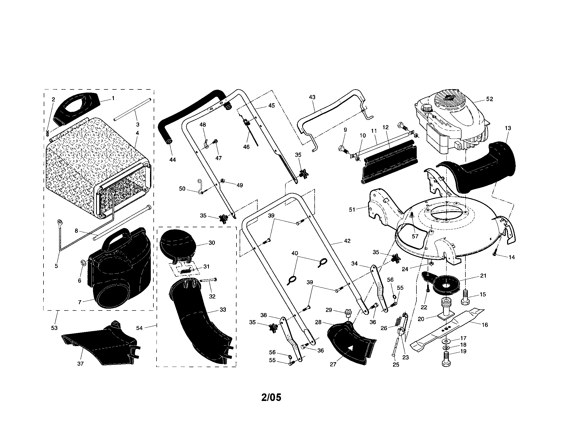 Engine/housing/bag/handle