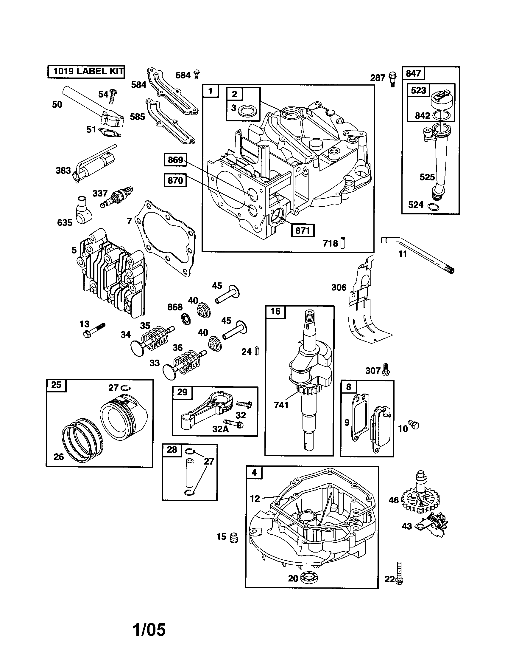 Cylinder/crankshaft/sump-engine