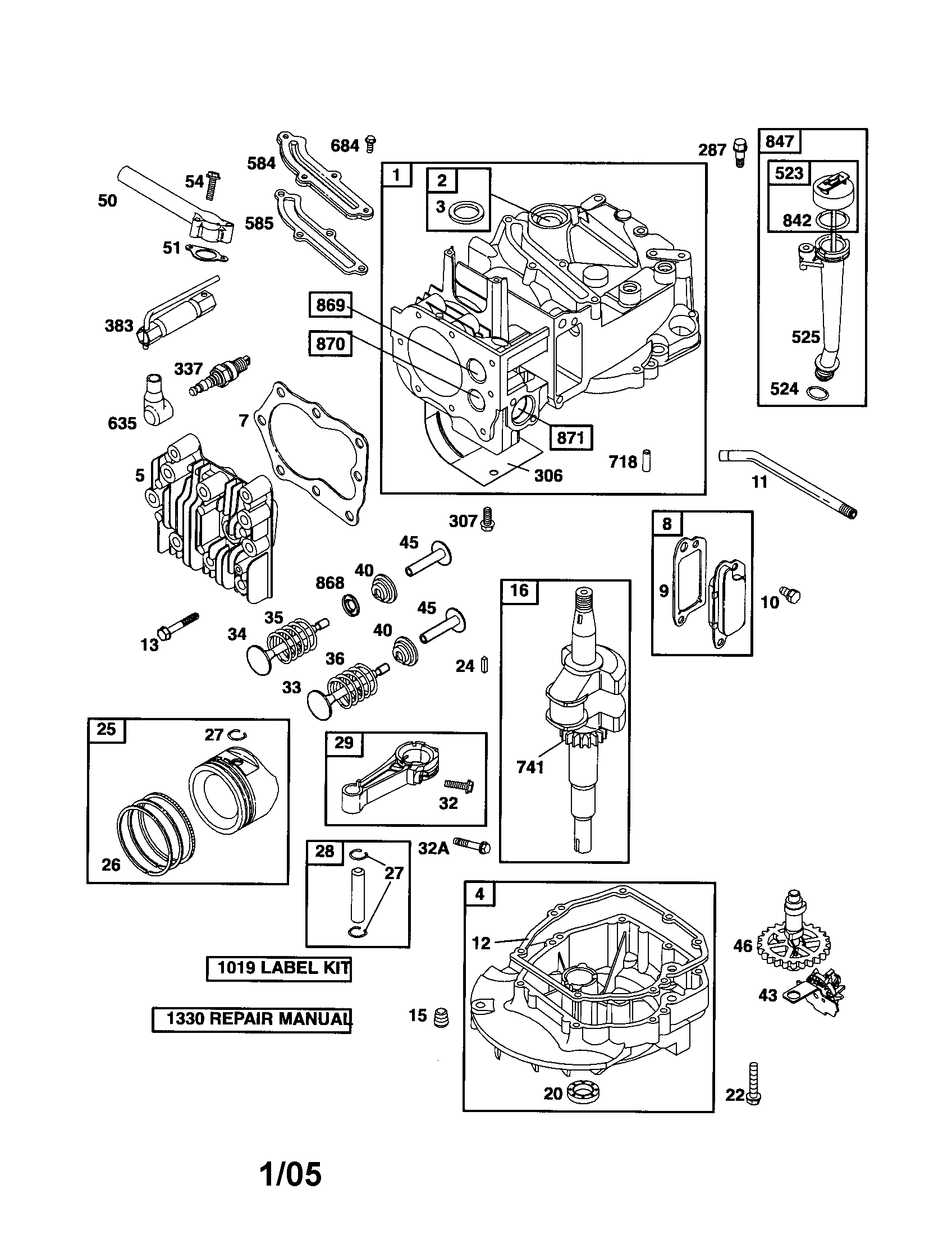 Cylinder/engine-sump/crankshaft