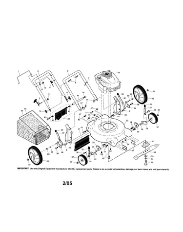 Engine/housing/bag/wheels/handle