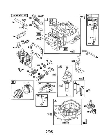 Cylinder/crankshaft/sump-engine