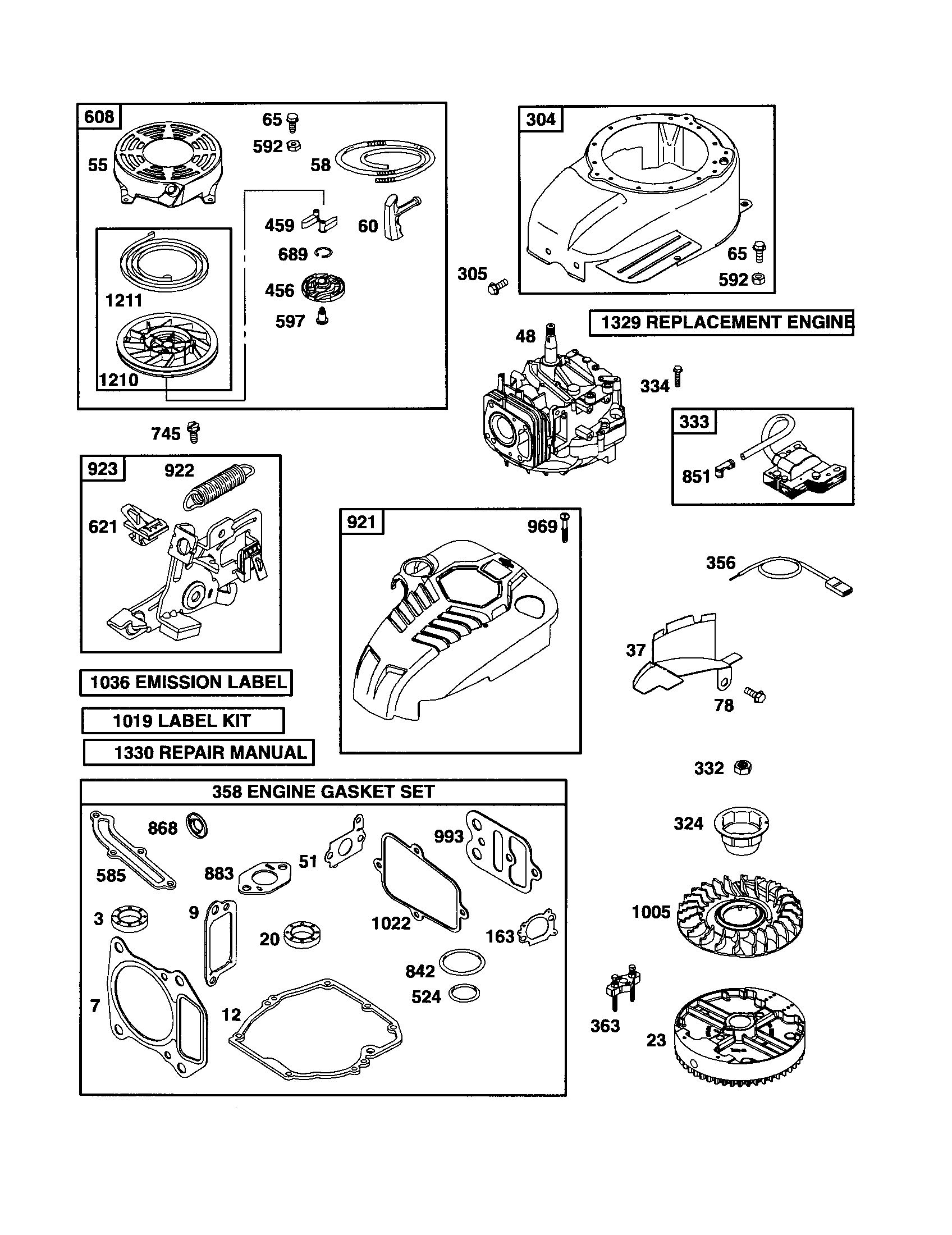 Short block/rewind-starter