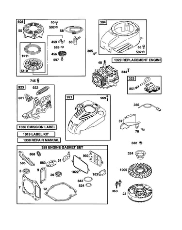 Short block/rewind-starter