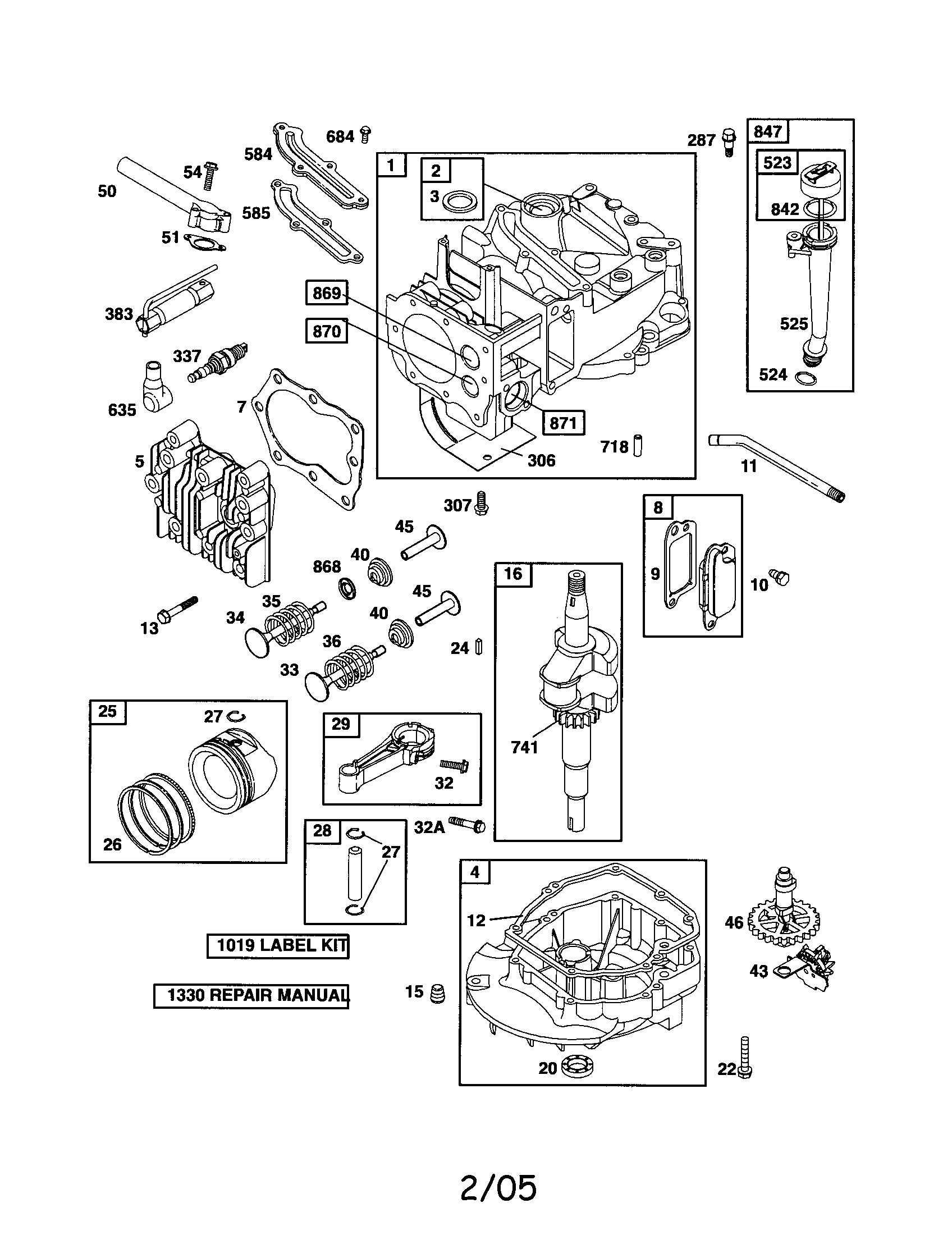 Cylinder/crankshaft/sump-engine