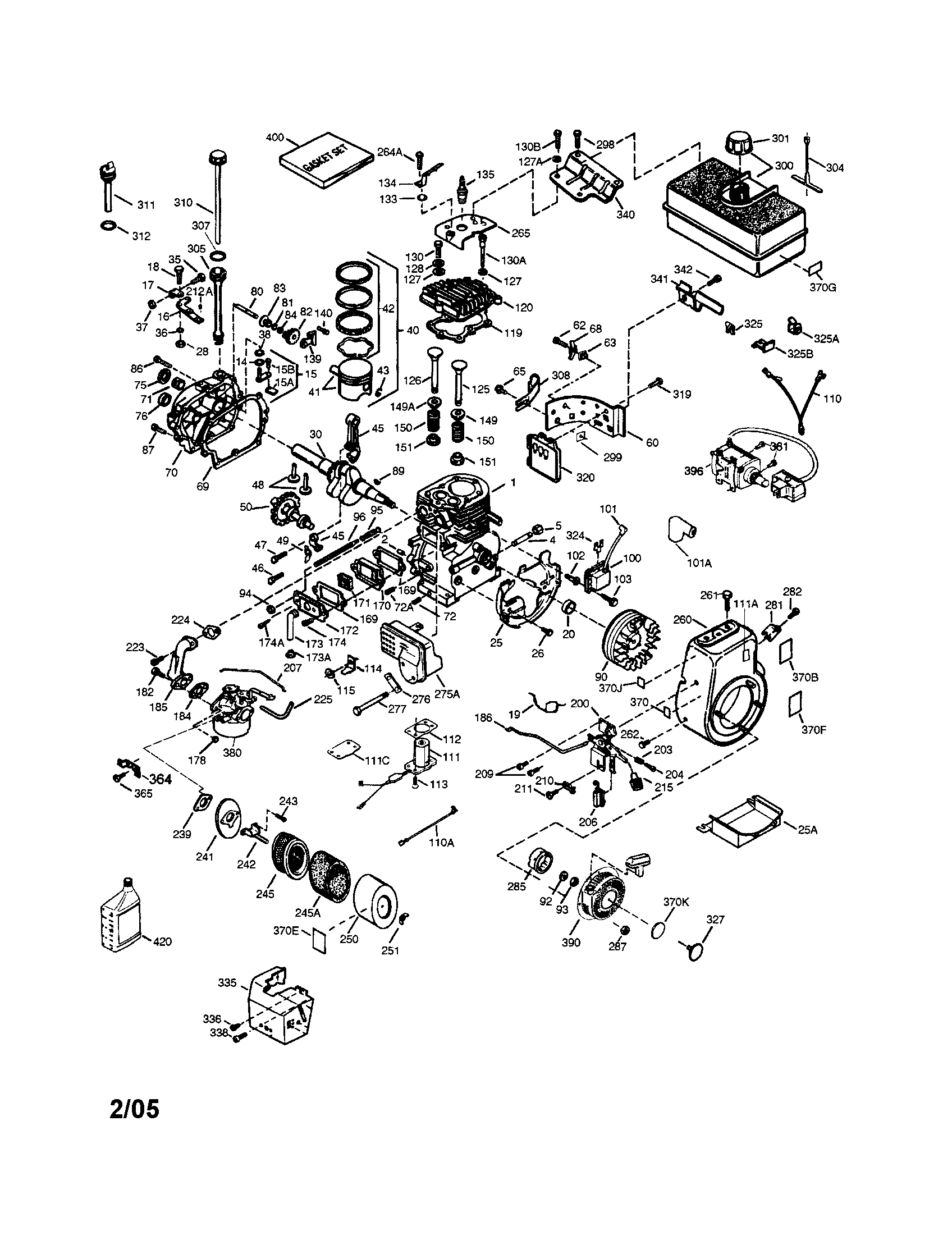Cylinder/crankshaft/blower housing