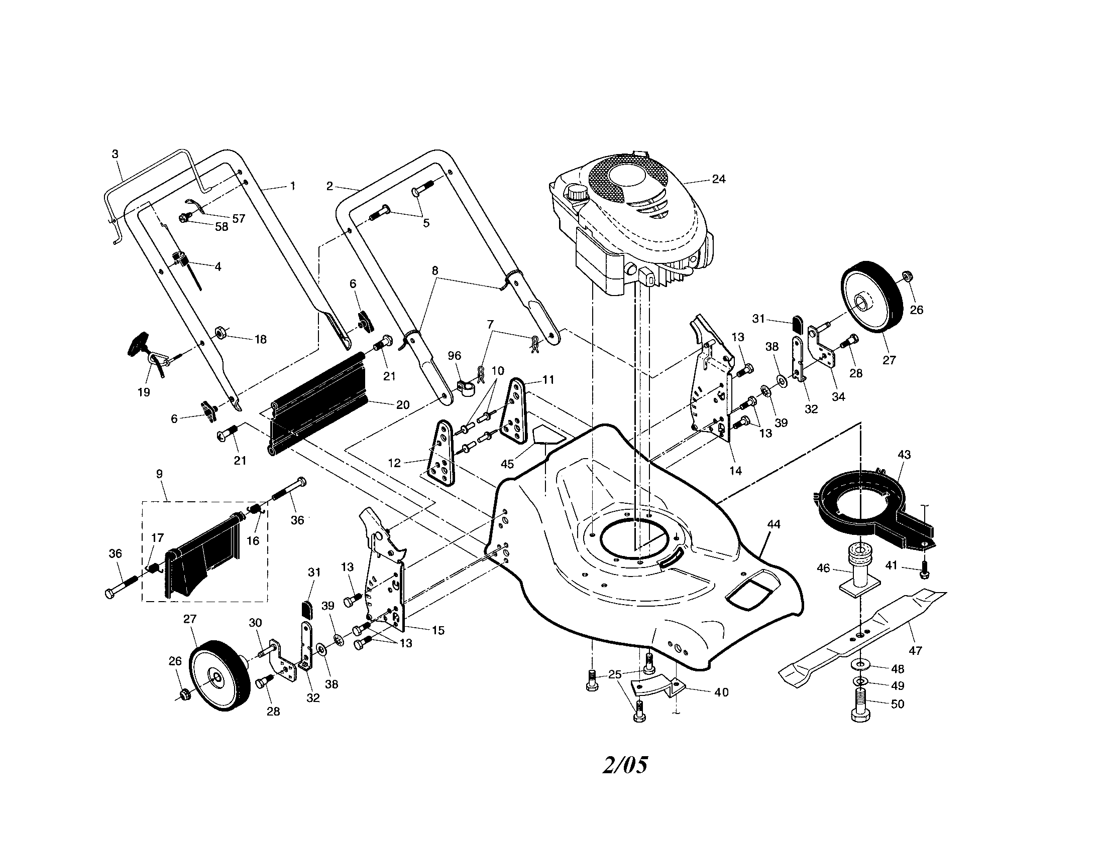 Engine/housing/handle
