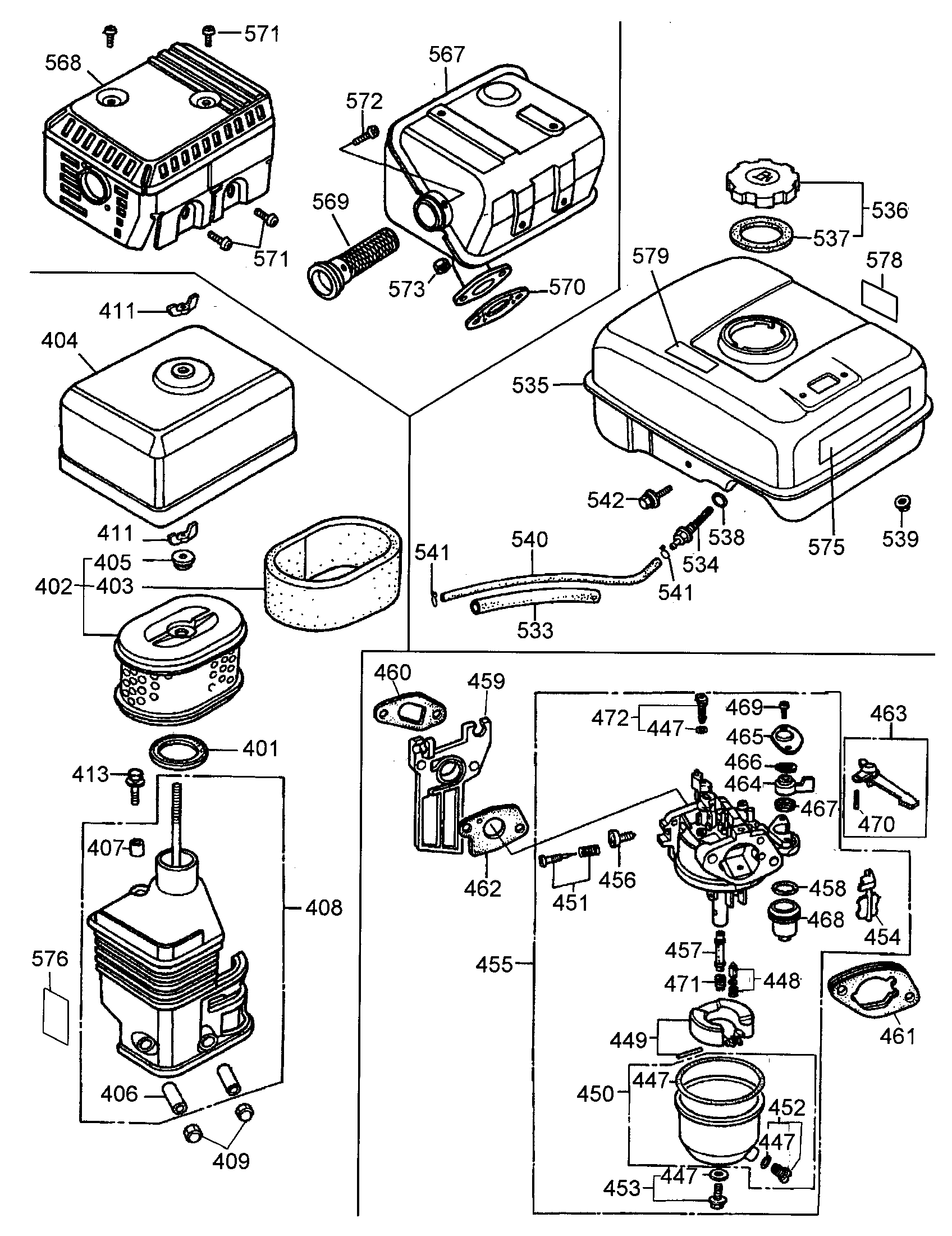 Carburetor/tank