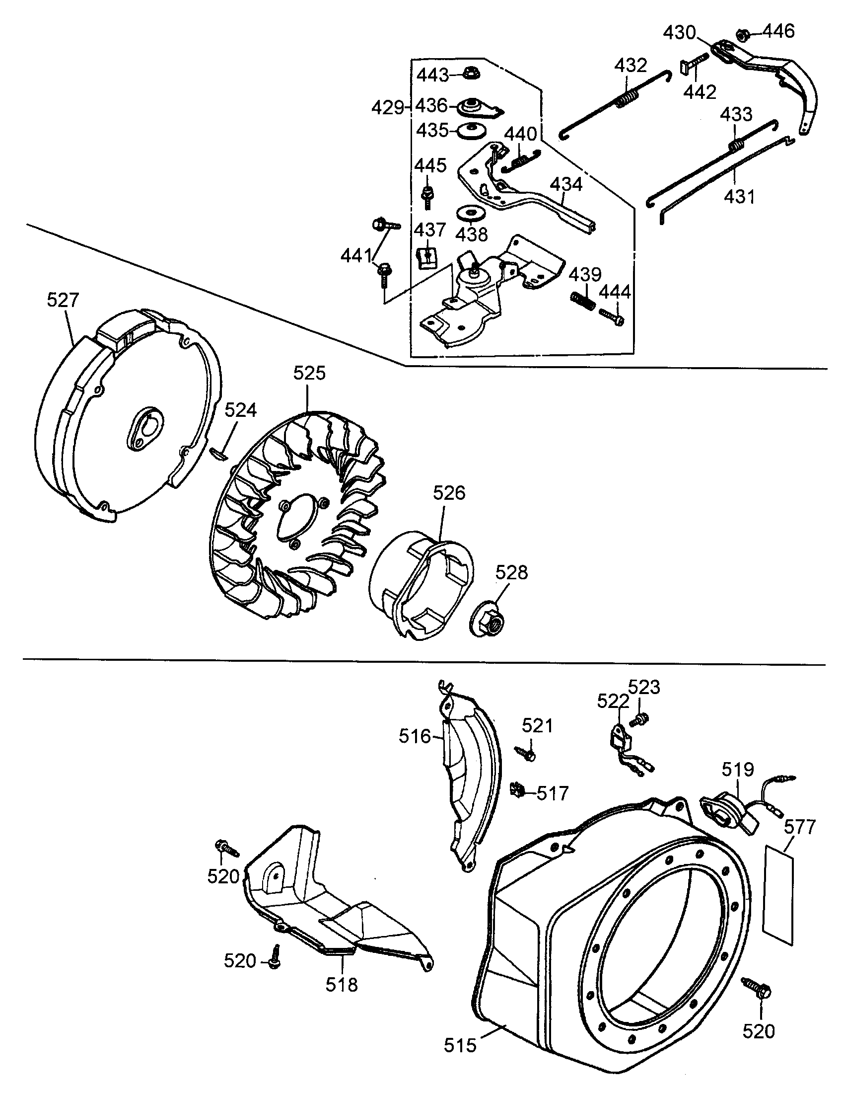 Crankcase/cover/flywheel