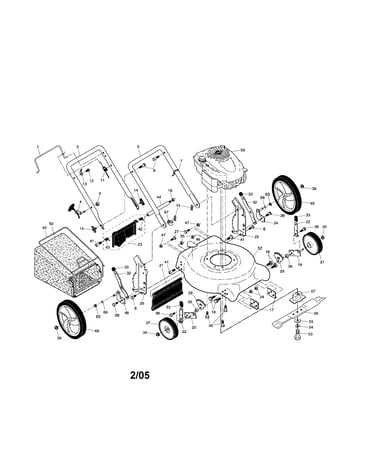 Engine/housing/handle/wheels/bag