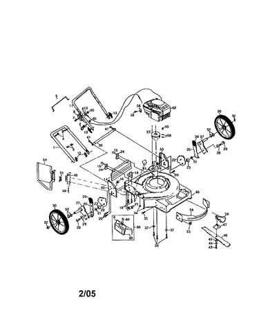 Engine/housing/wheels/handle
