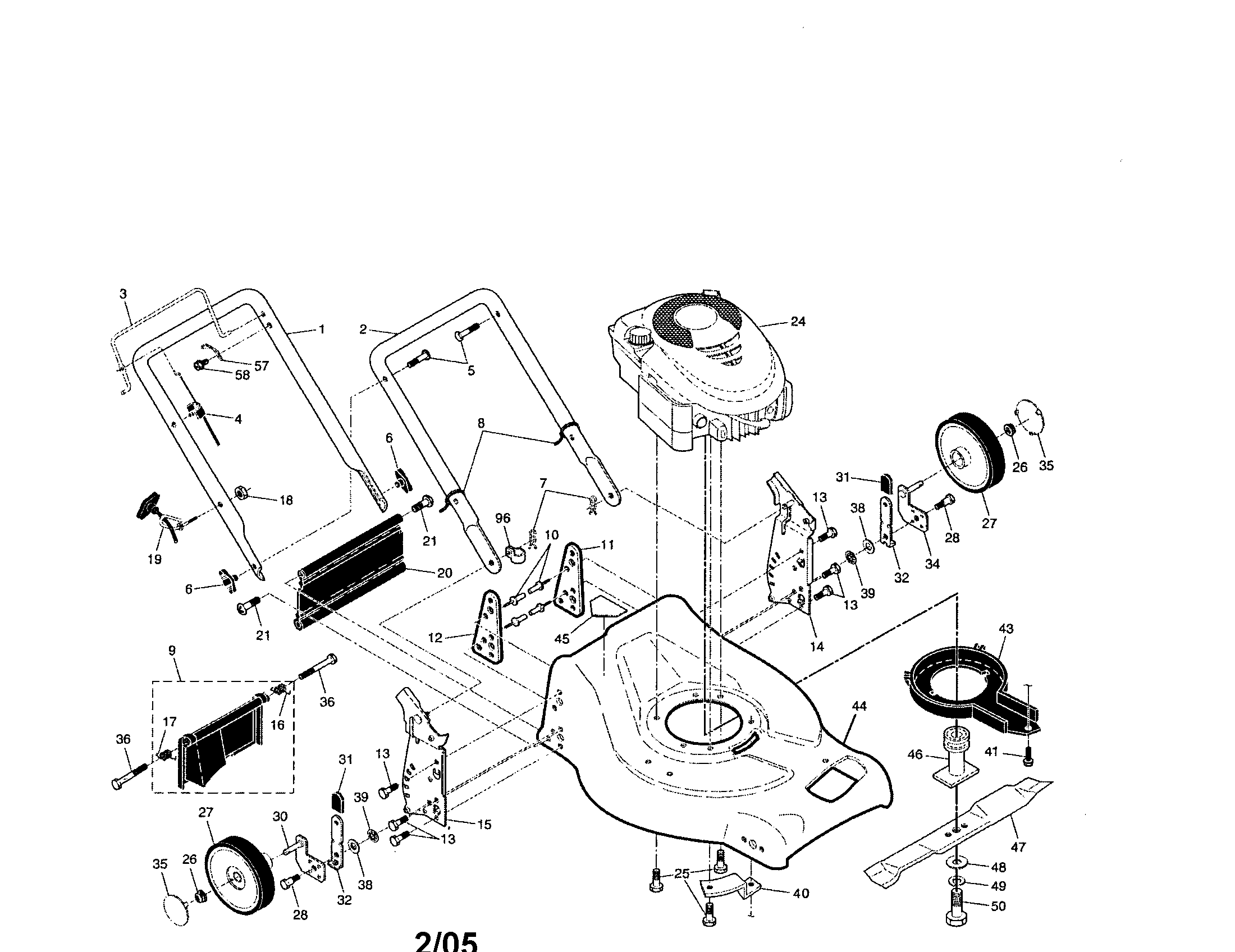 Engine/housing/ handle