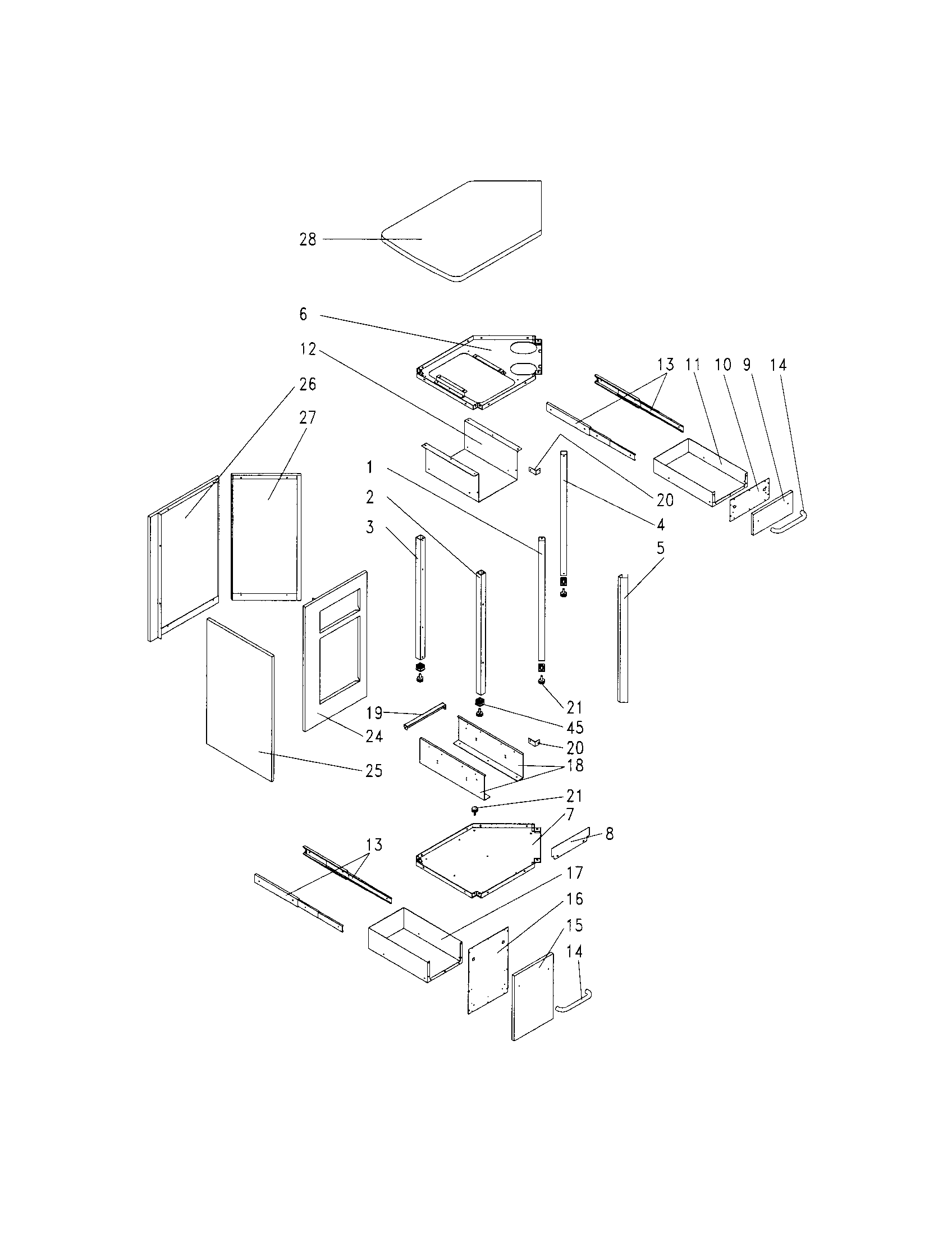 Bottom shelf/panels/table top