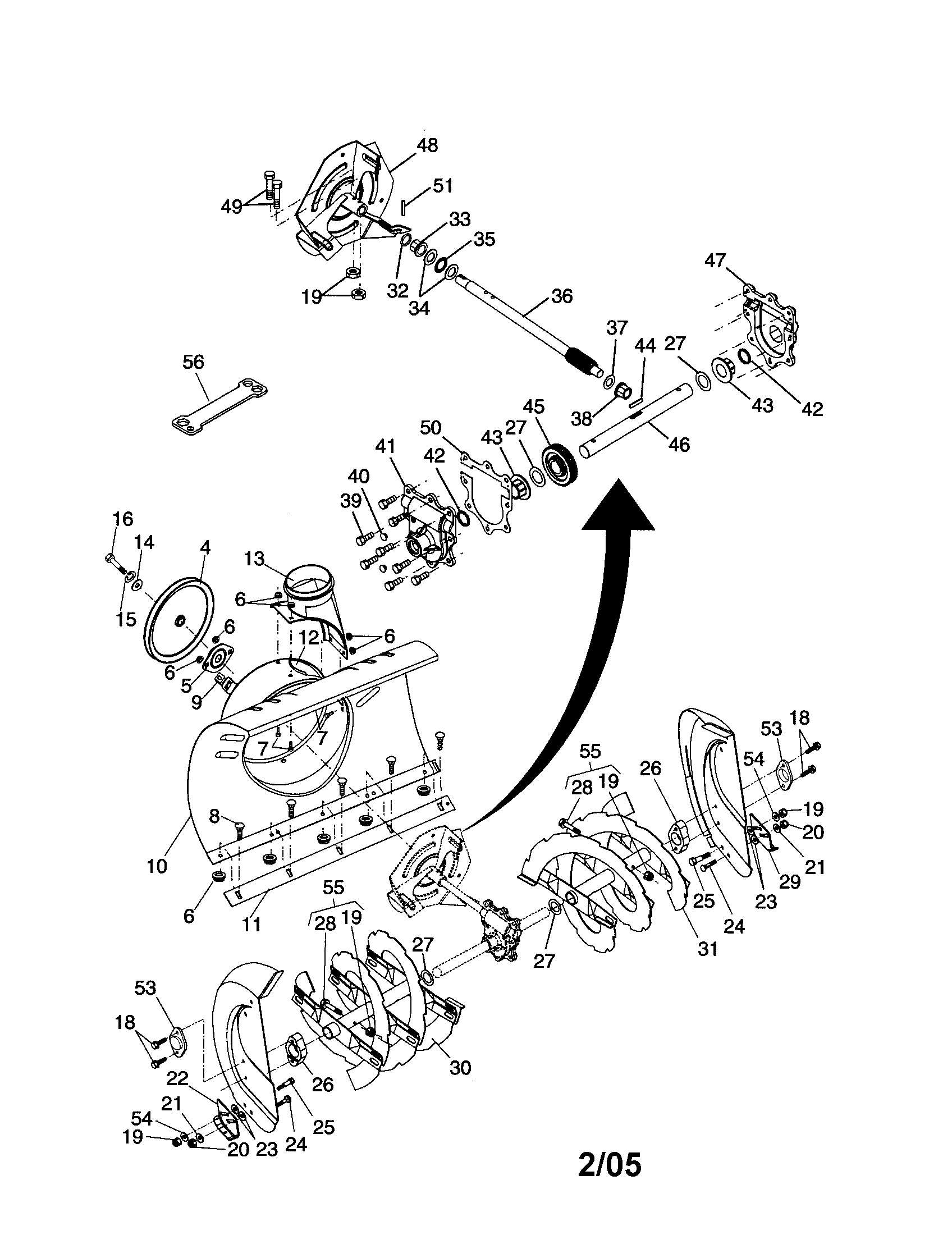 Auger housing/impeller assembly