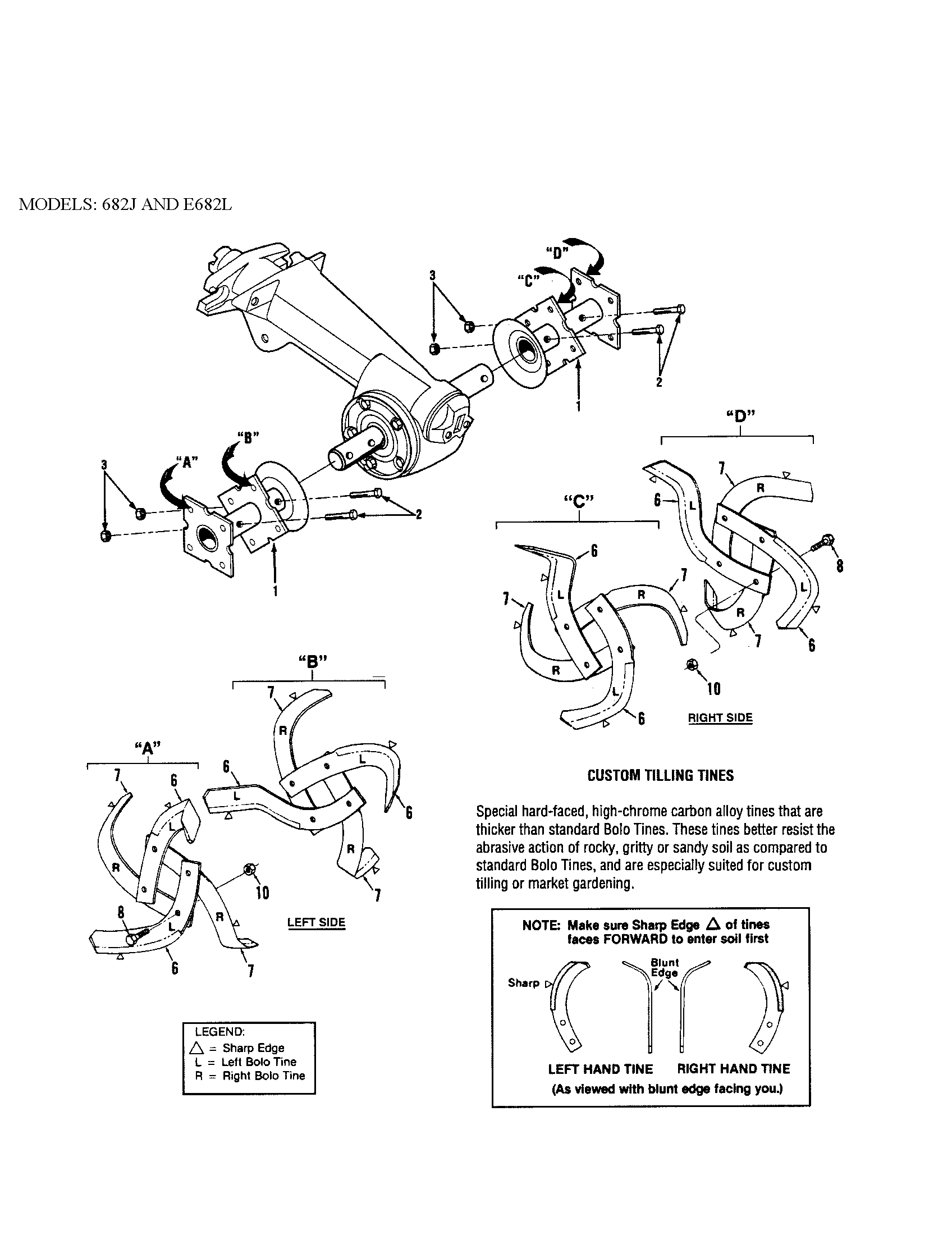 Bolo tine assemblies