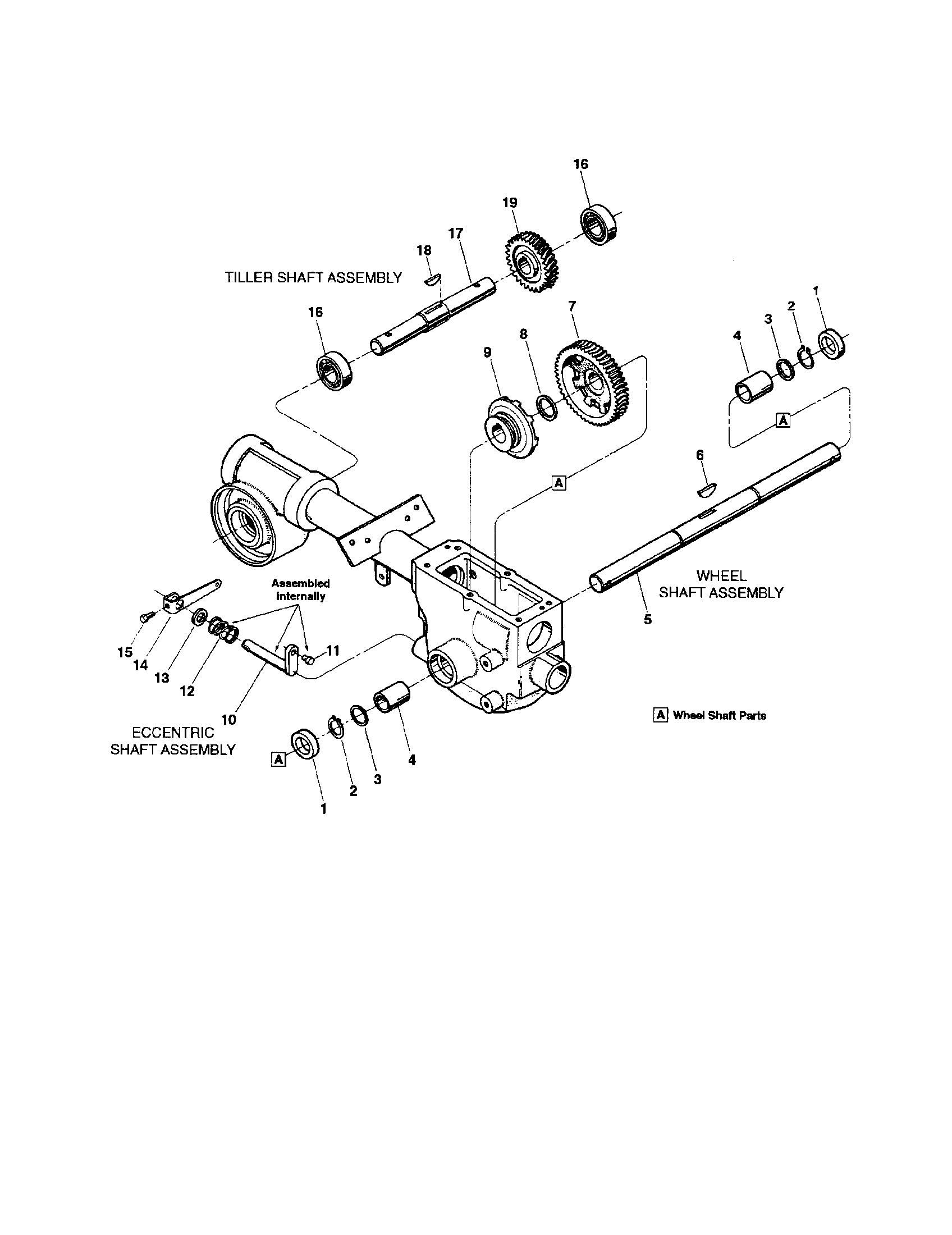 Wheel shaft / tiller shaft