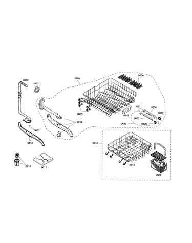 Racks and spray arm assemblies