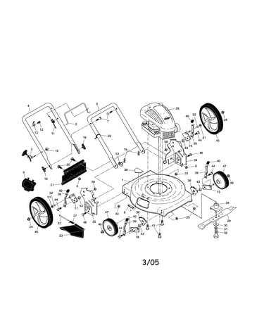 Engine/handle/housing/wheels