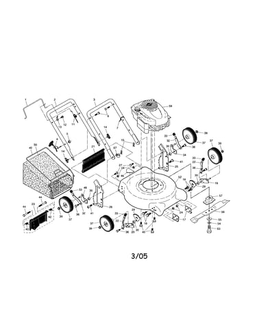 Engine/housing/handle/wheels/bag