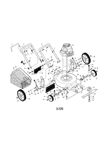Engine/handle/housing/wheels/bag