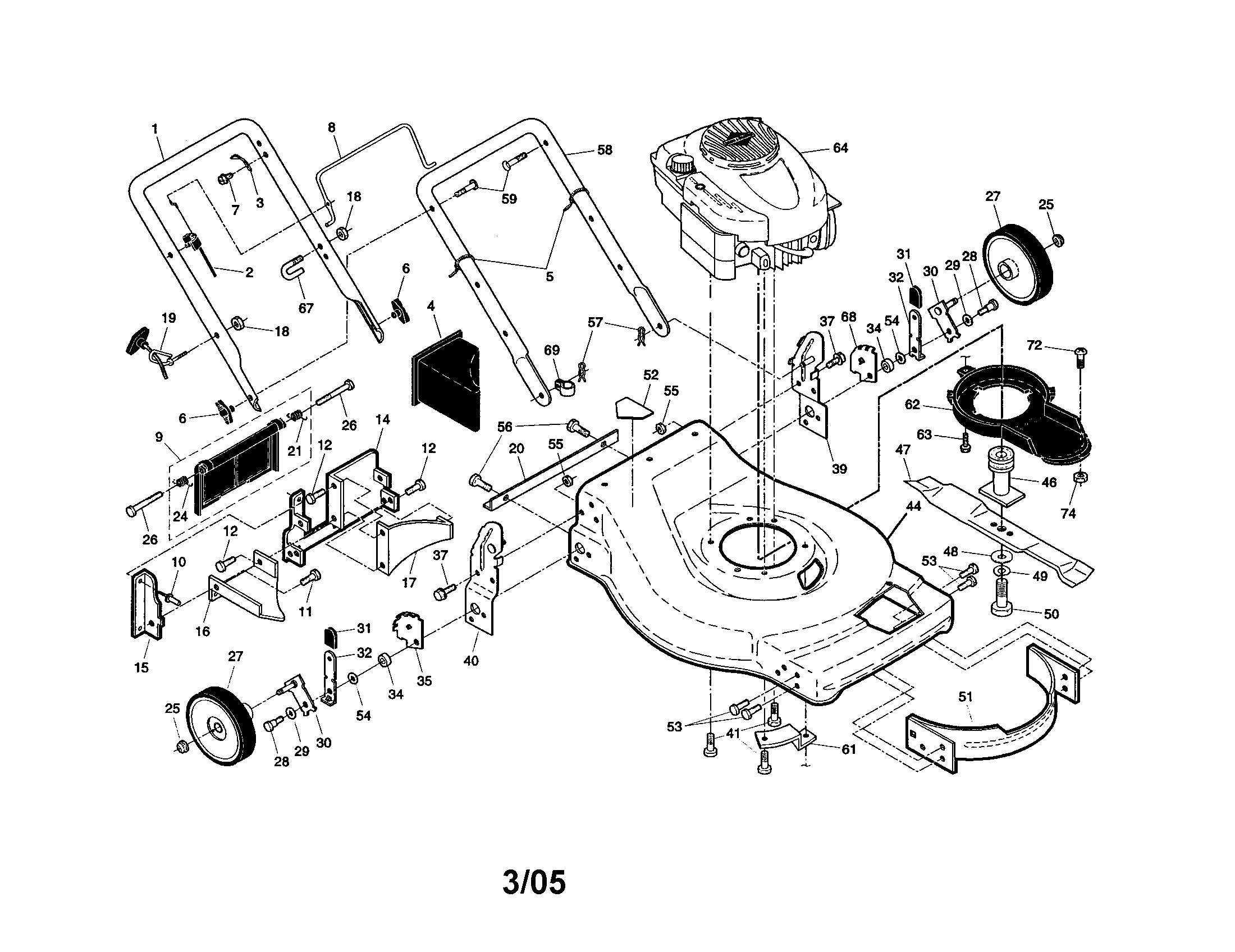 Engine/housing/handle