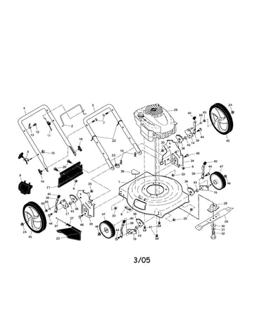 Engine/housing/handle/wheels