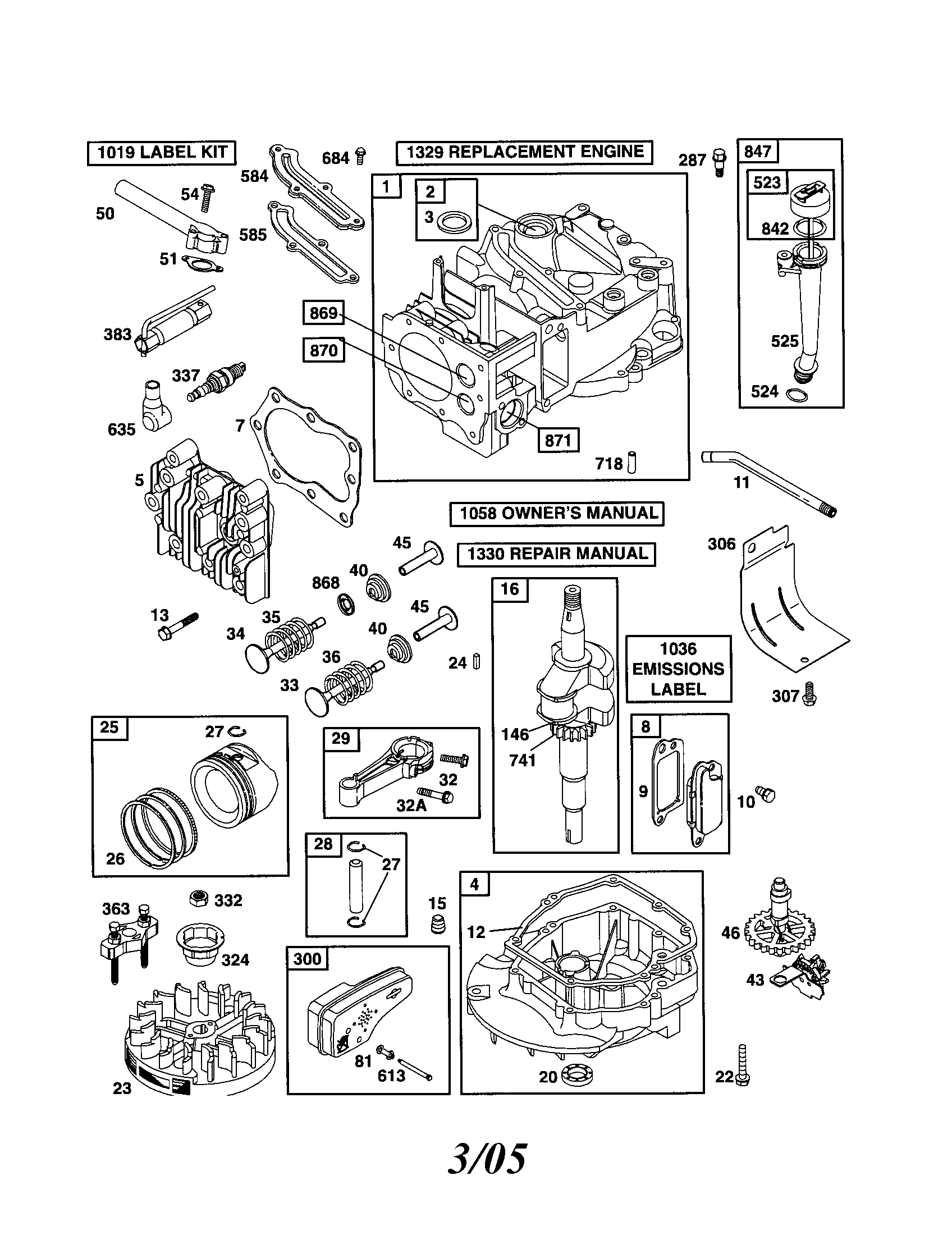 Cylinder/crankshaft/engine-sump