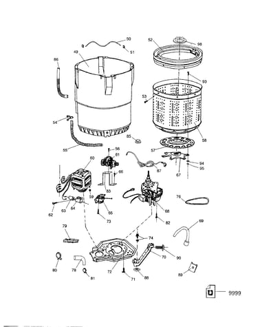 Housing, gear/inner and outer tub