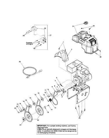 Engine shroud/auger pulley