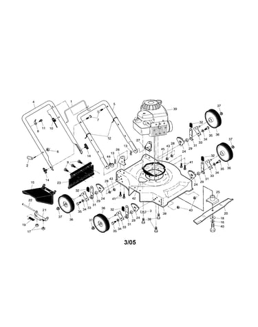 Engine/housing/handle/wheels