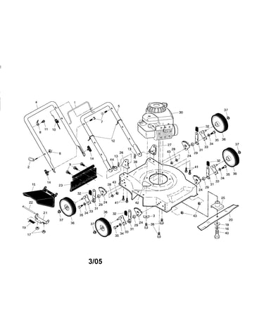 Engine/housing/handle/wheels