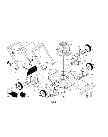 Engine/housing/handle/wheels