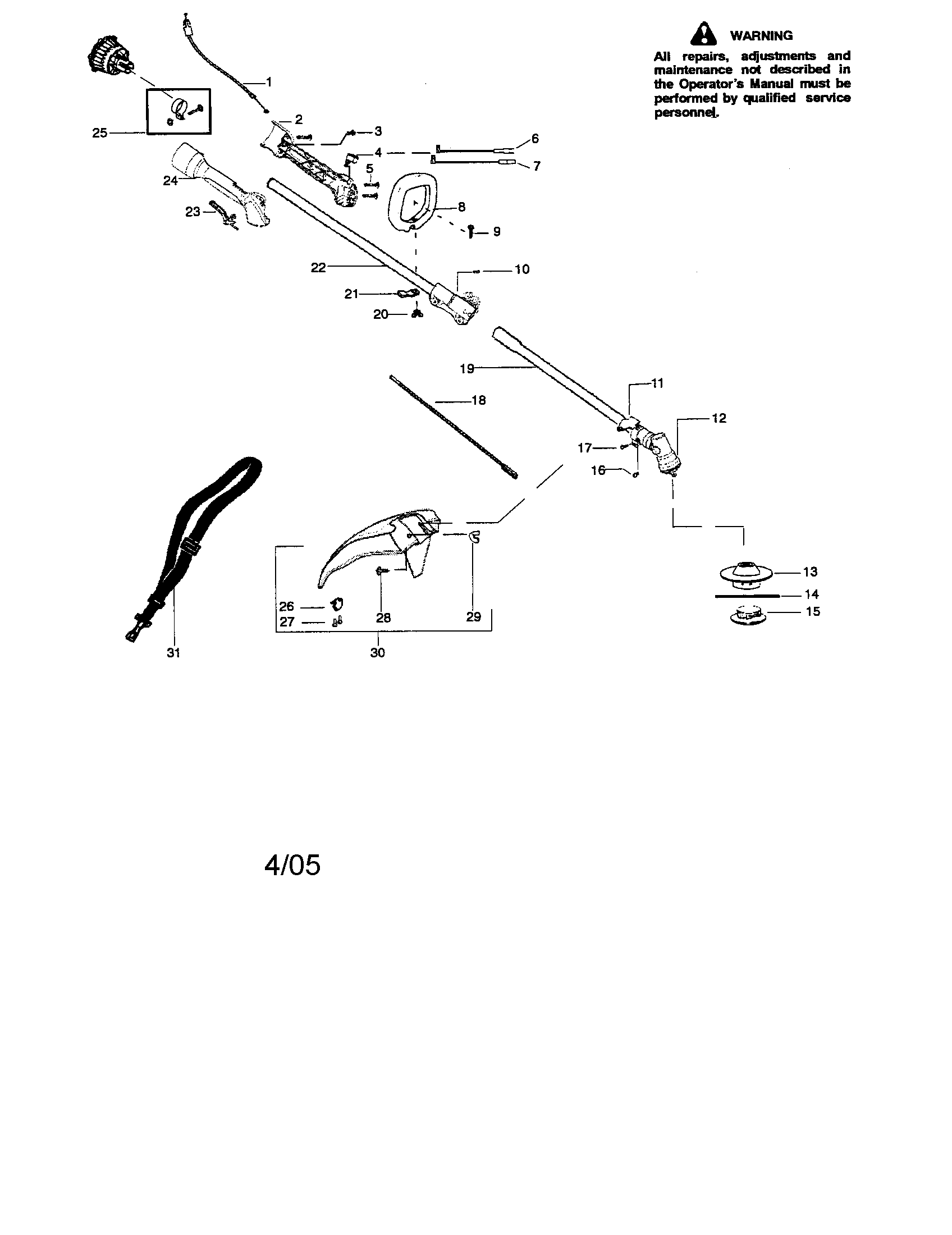 Driveshaft/shield/handle