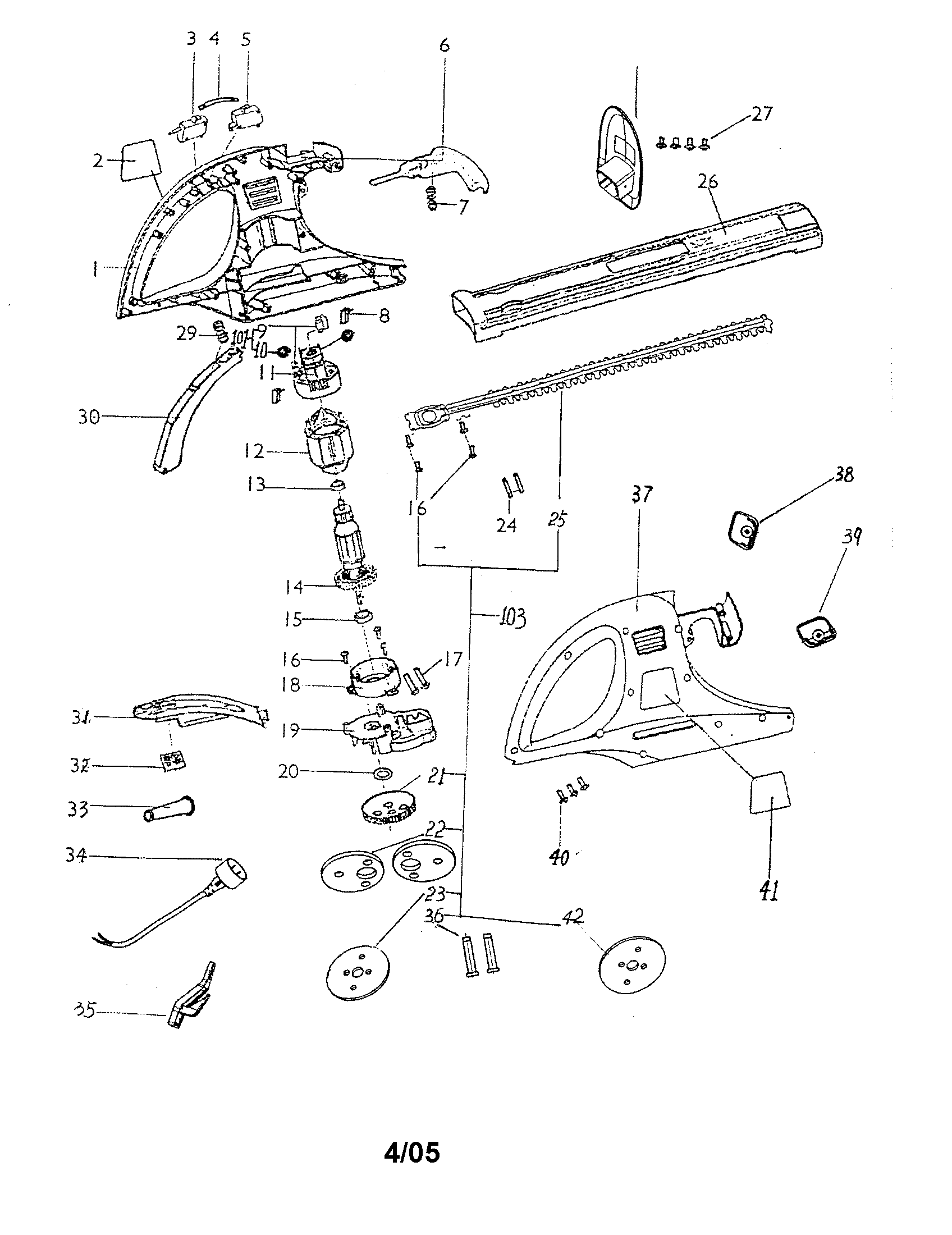 Hedge trimmer assembly
