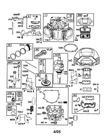 Cylinder/crankshaft/engine sump